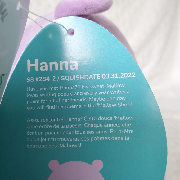 BNWT Hanna the Hippo Purple Squishmallows 8 Inch - Picture 6 of 7